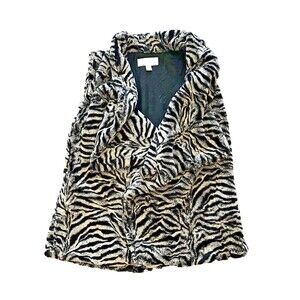 Michael Michael Kors Faux Fur B&W Open Front Animal Print Vest Size S